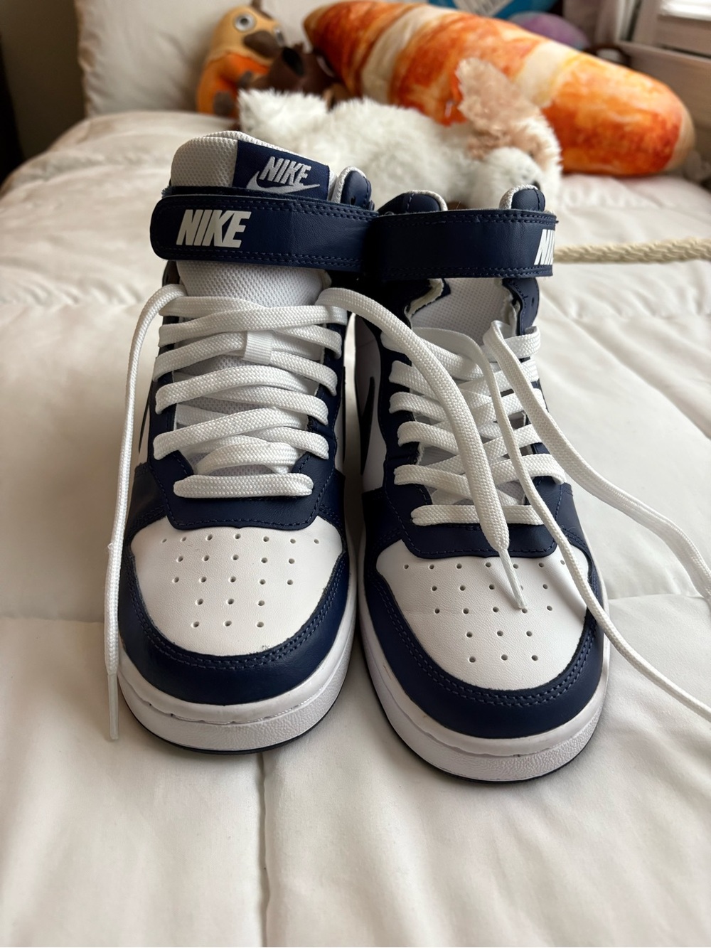 Nike White and Navy High-Top Sneakers - Picture 7 of 8